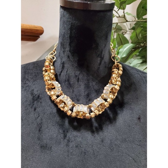 Traci Lynn Gold Color with Clear Rhinestone Lobster Clasp Closure Necklace - Picture 8 of 8